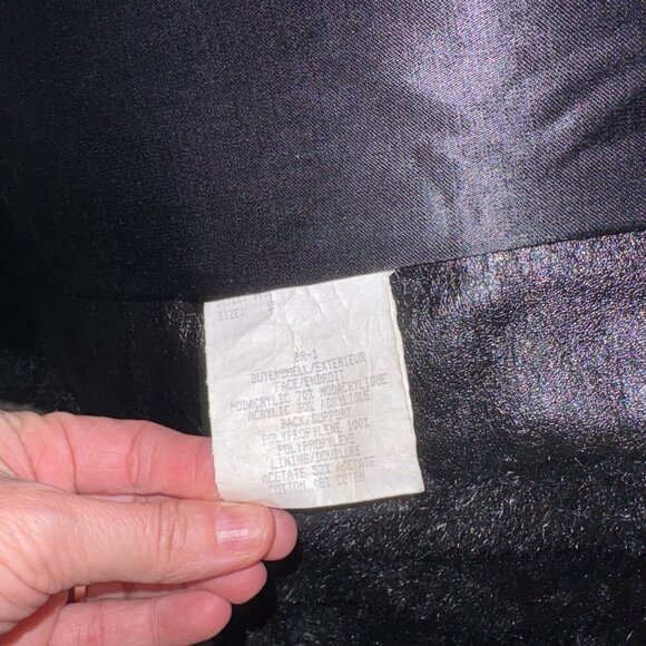Vintage Black Faux Fur Coat Sz 12 - Picture 6 of 8